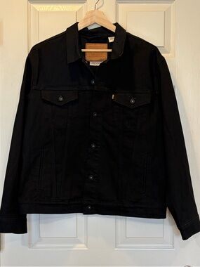 Levi’s Custom “A Trip To The Moon” Black Jean Button Down Jacket With Patch